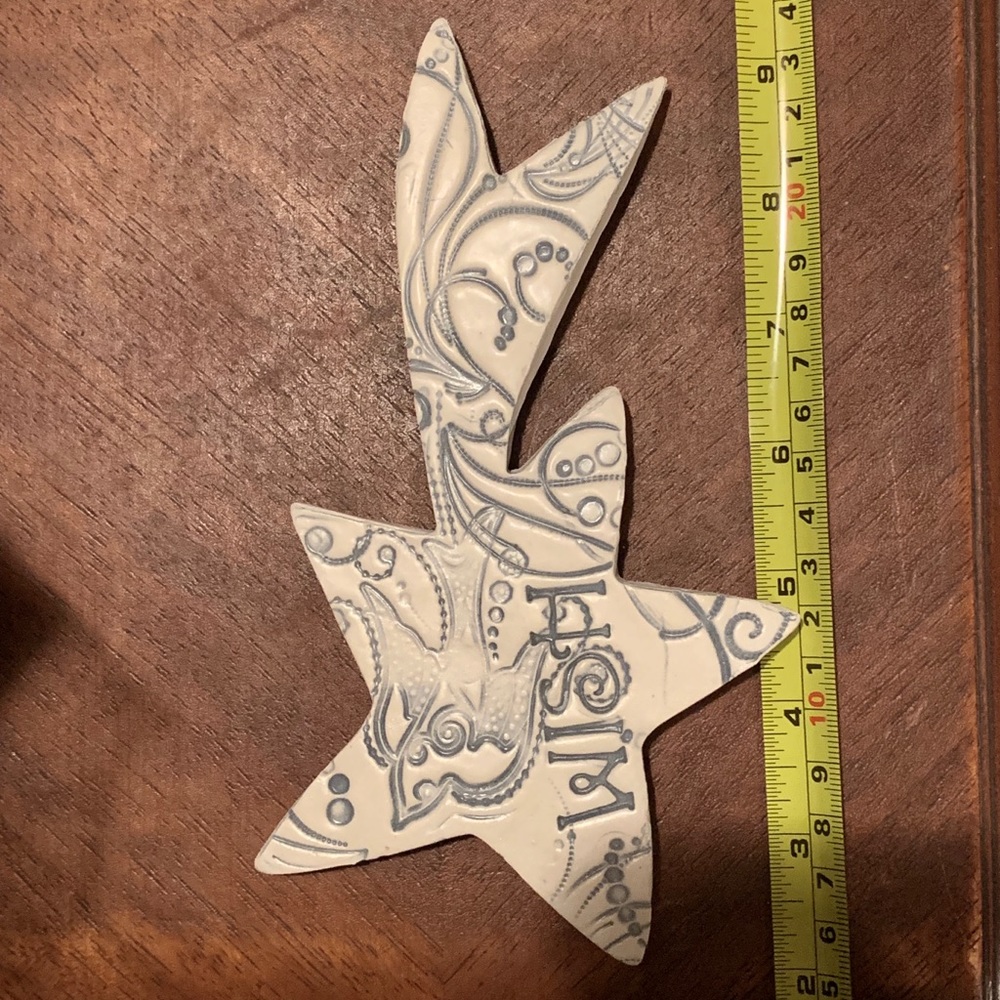 🎁 WISH Shooting Star Ceramic Wall Art Bluish Grey - Picture 2 of 4